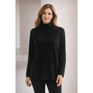 Lauren Ralph Lauren Women's Black Cotton Turtleneck Sweater 1X
